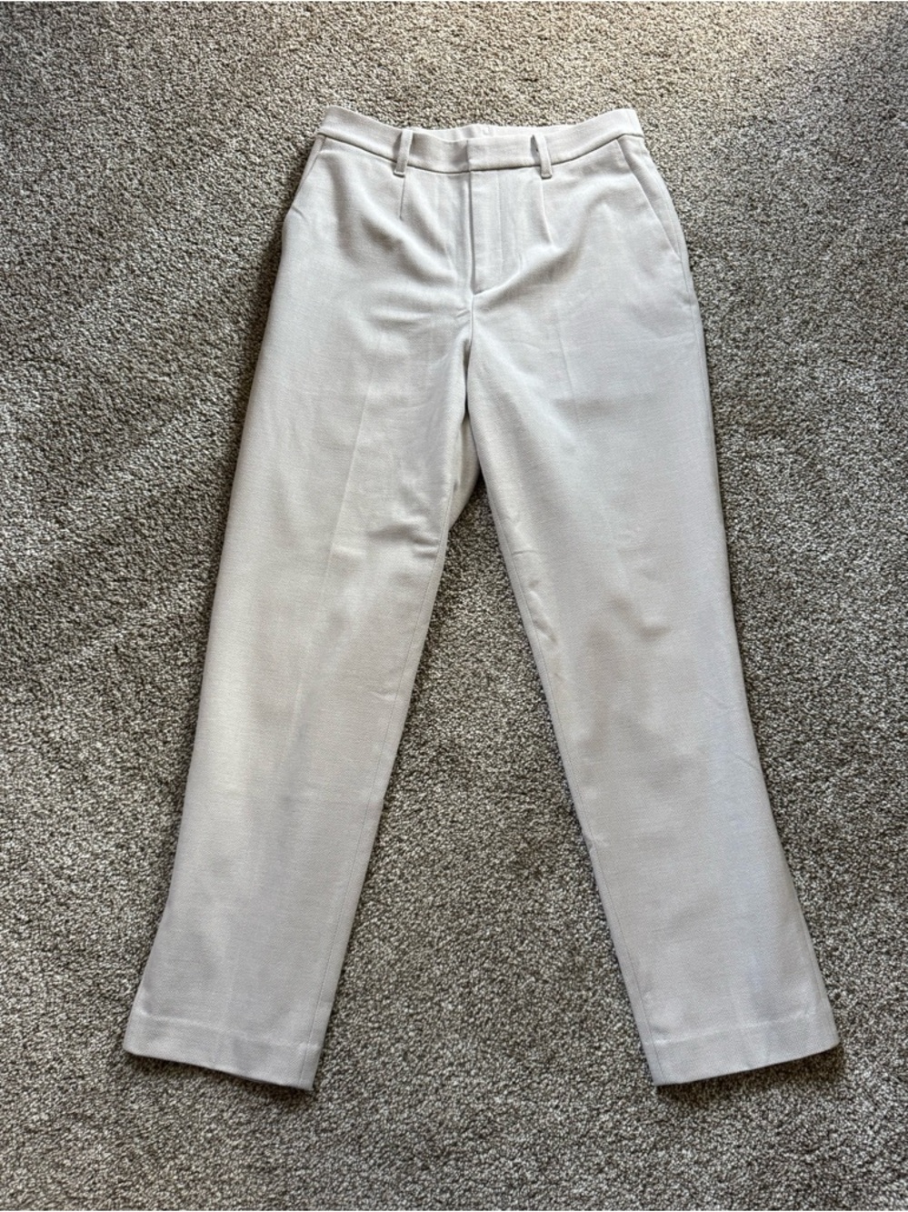 Uniqlo Taupe Herringbone Pleated Trousers